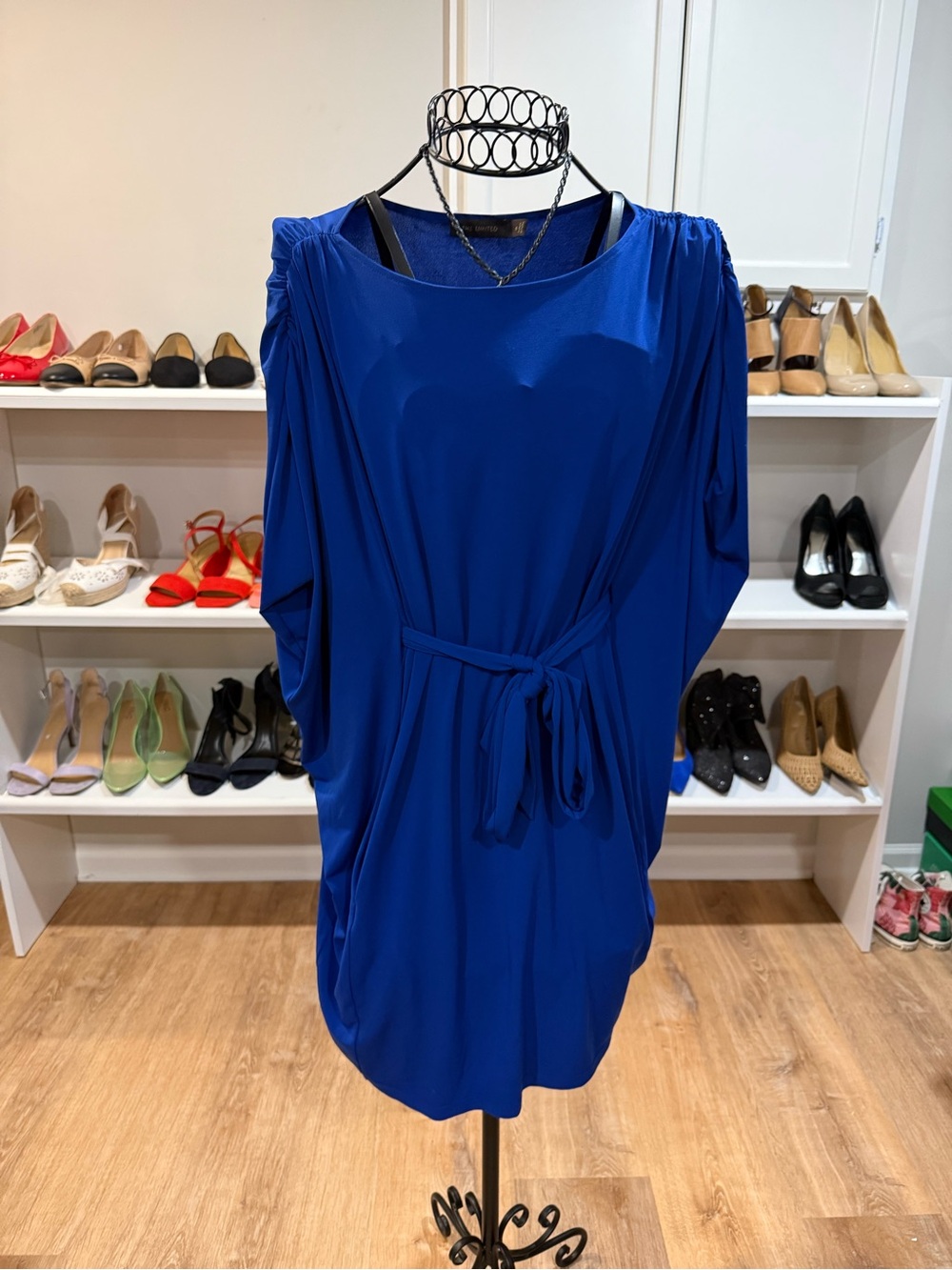 The Limited Royal Blue Midi Dress with Tie Waist